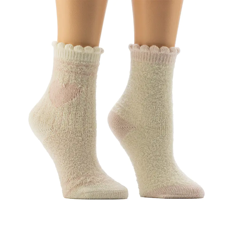 Ladies'Scalop Welt Jacquard Cozy Home Socks