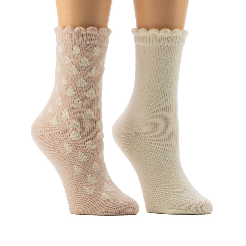 Ladies'Scallop Welt Cosy Domus Socks