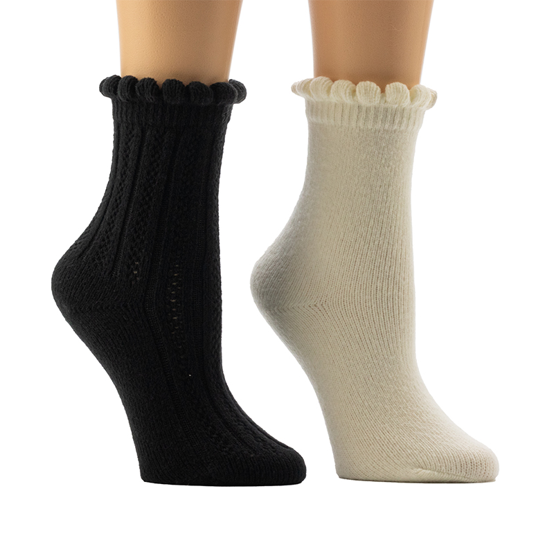 Ladies'Scallop Welt Cosy Domus Socks