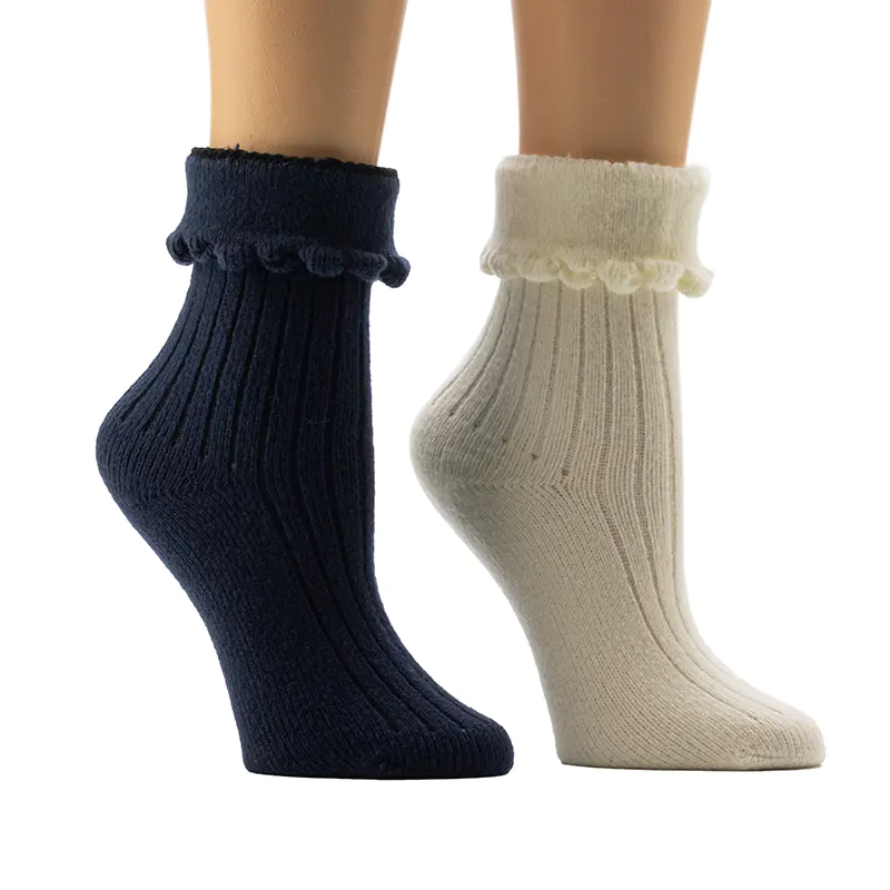 Ladies'Scallop Welt Cosy Domus Socks